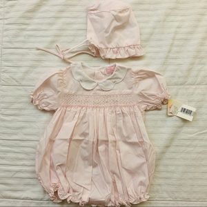 Petit Ami Pink Onesie with Bonnet